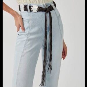 FREE PEOPLE leather saltwater fringe wrap belt